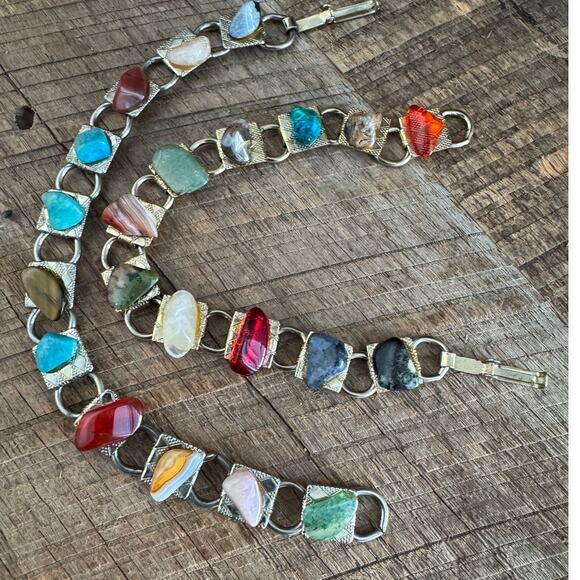 other Jewelry - Vintage Multi-Stone Bracelet Set Convertible Choker